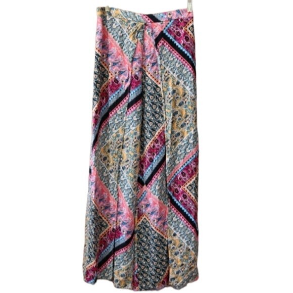 Akira Colorful Floral Mixed Print Walk Thru Wide Leg Flowing Billowy Pull On Pan - Picture 1 of 15
